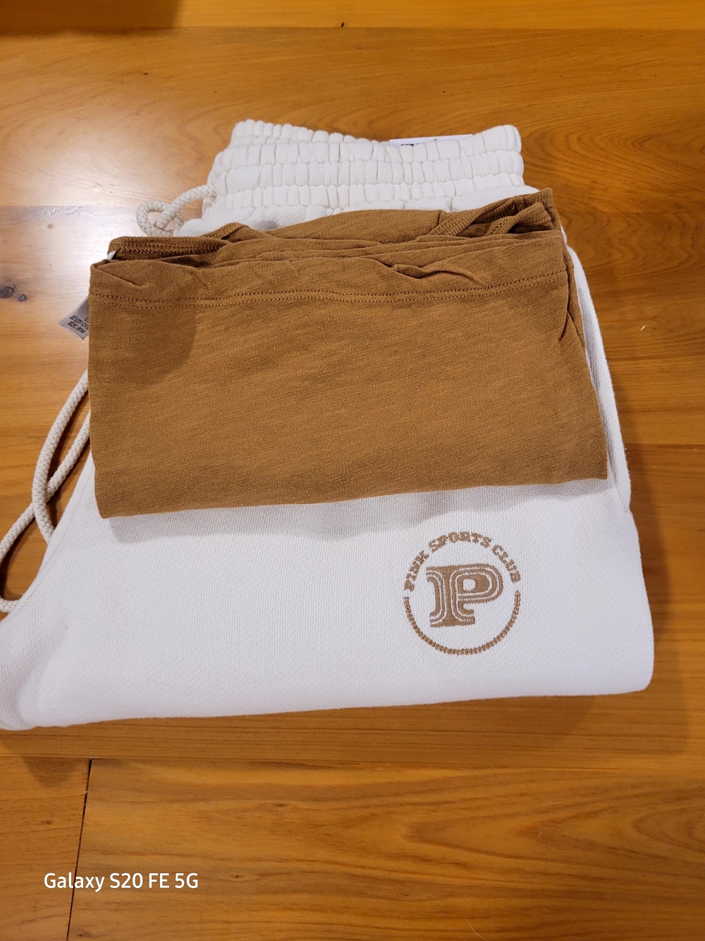 PINK Victoria's Secret Cream Joggers with Tan Crop Tank